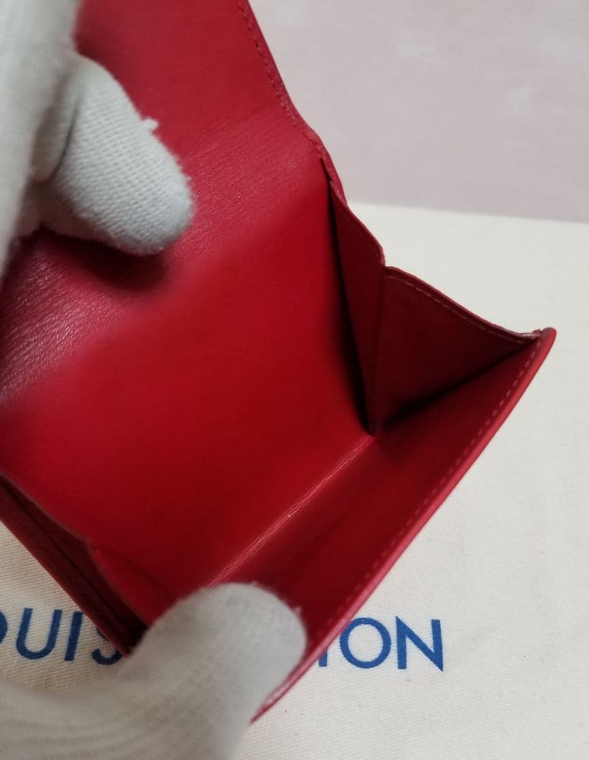 【美品】ルイヴィトン ヴェルニ ポルトモネ 三つ折り財布 レッド系
