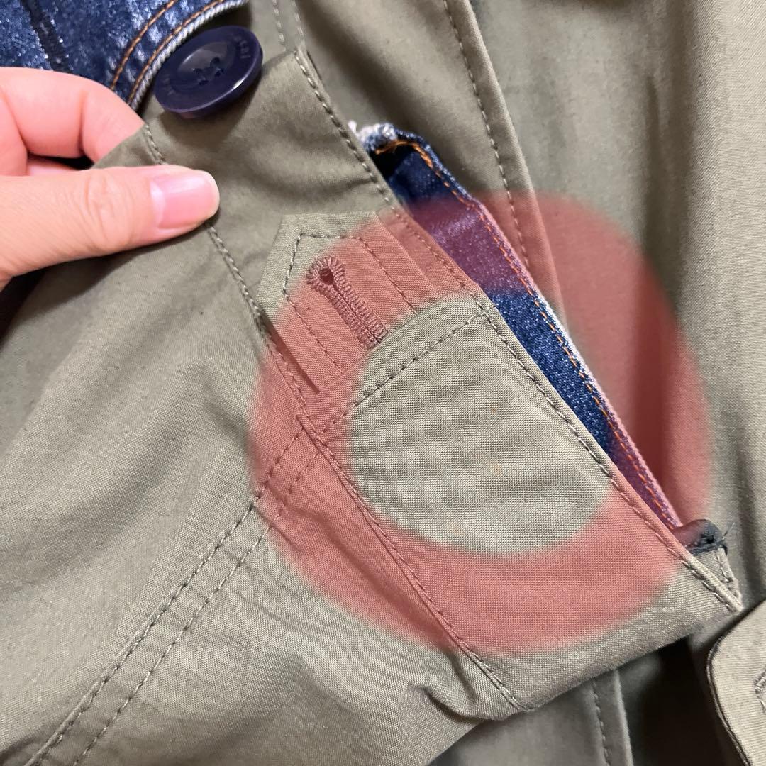 sacai デニムモッズコート フード付き