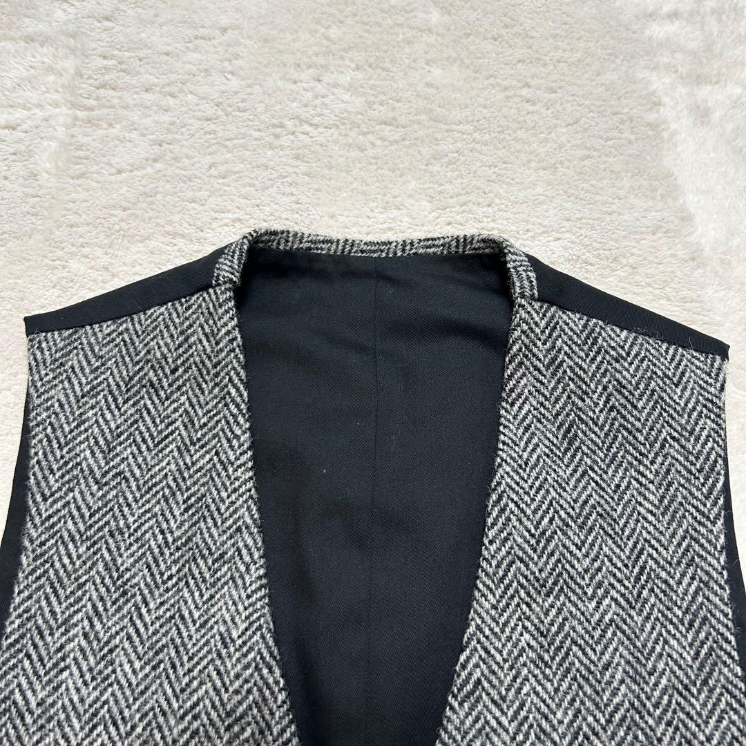 【極美品】ハリスツイード ヘリンボーン ベスト ジレ L グレー OXFORD