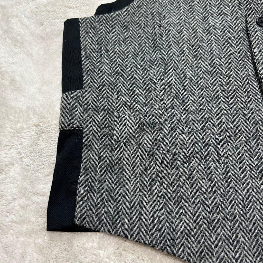 【極美品】ハリスツイード ヘリンボーン ベスト ジレ L グレー OXFORD