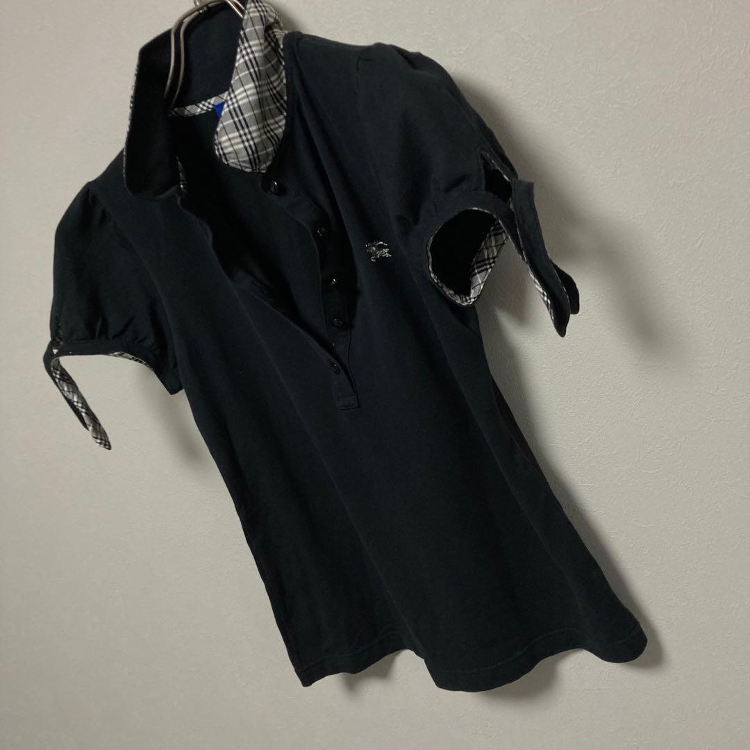 BURBERRY バーバリー BLUE LABELブルーレーベルポロシャツ黒M