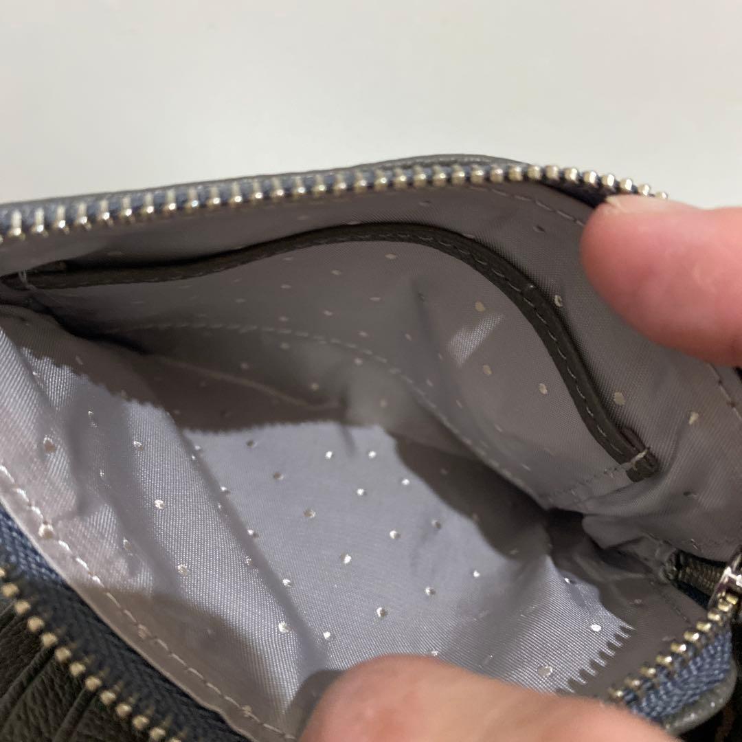 perche スタッズ　がま口 財布 グレー