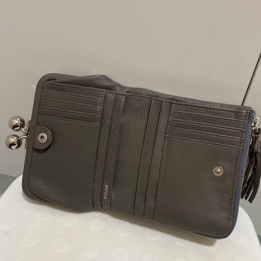 perche スタッズ　がま口 財布 グレー