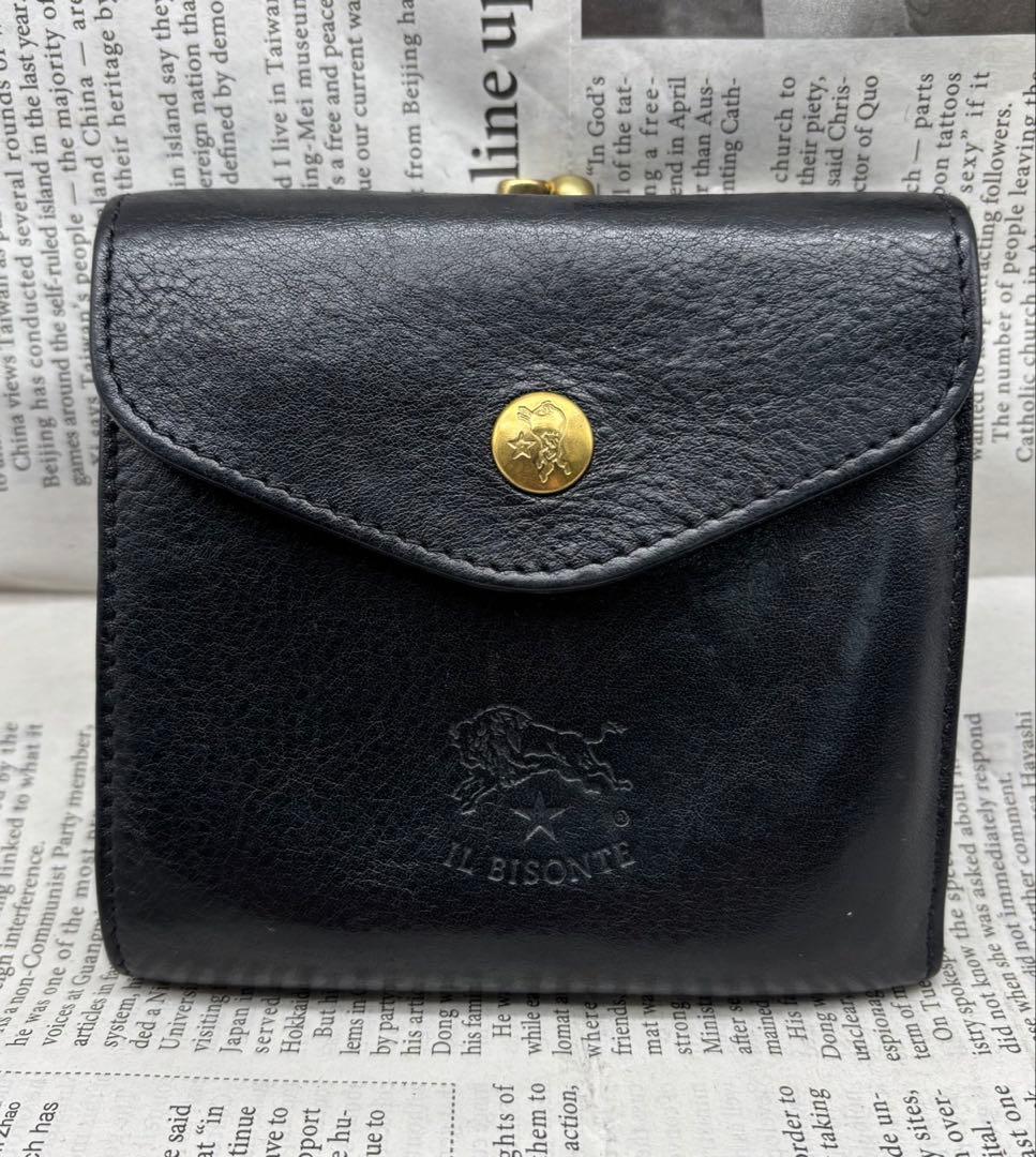 IL BISONTE イルビゾンテ　レザー　二つ折りがま口財布
