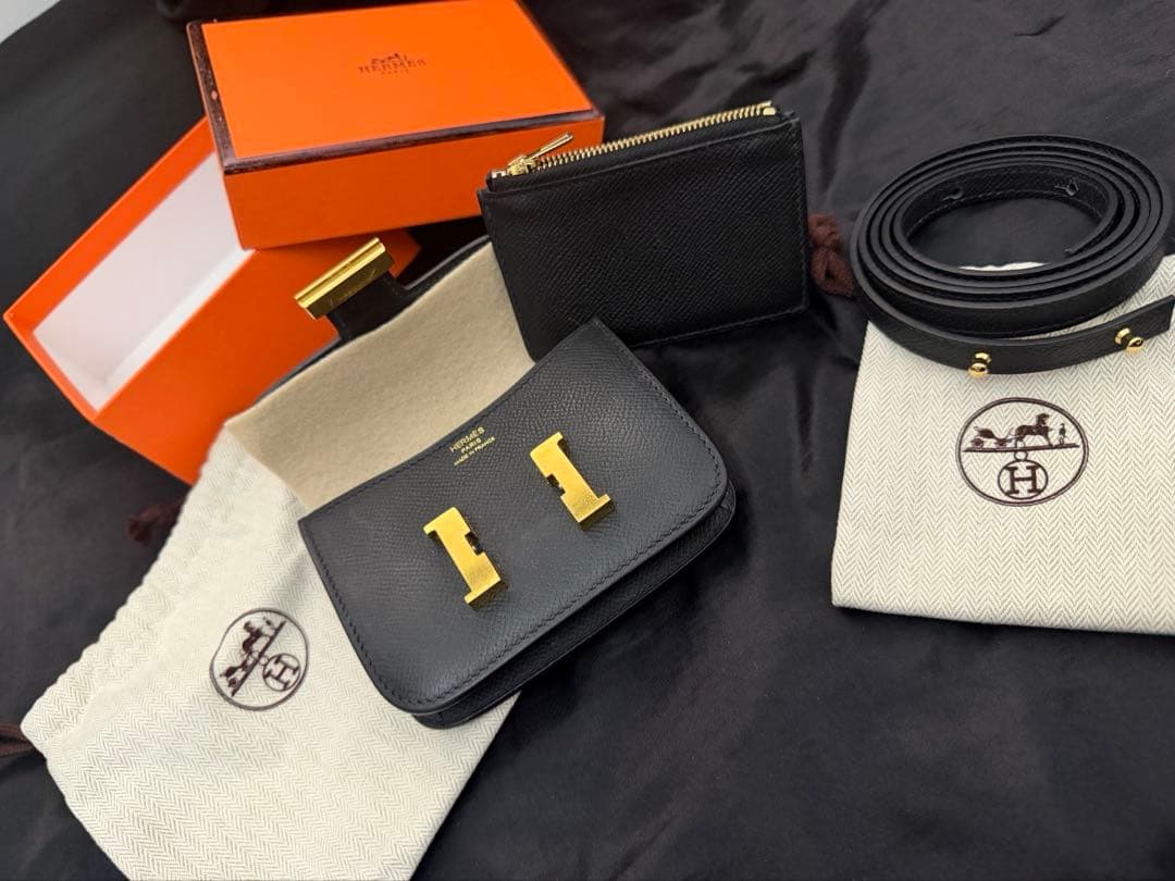 HERMES エルメス コンスタンススリム　財布　ノワール　ゴールド金具
