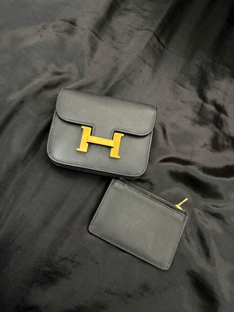 HERMES エルメス コンスタンススリム　財布　ノワール　ゴールド金具