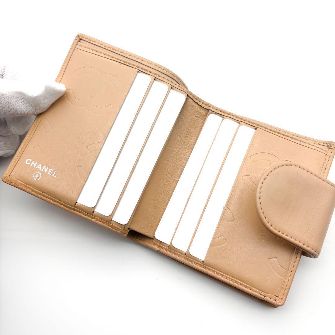 【美品✨】シャネル 財布 カンボンライン がま口 二つ折 BE