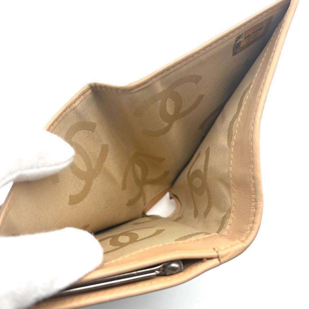 【美品✨】シャネル 財布 カンボンライン がま口 二つ折 BE