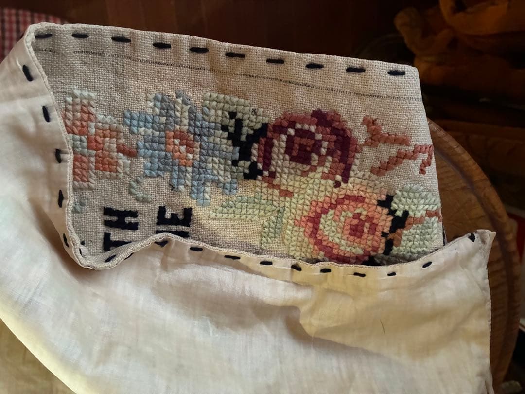 アンティーク　大きな　サンプラー　クロスステッチ　刺繍　インテリア　100年