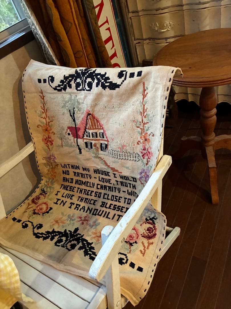 アンティーク　大きな　サンプラー　クロスステッチ　刺繍　インテリア　100年