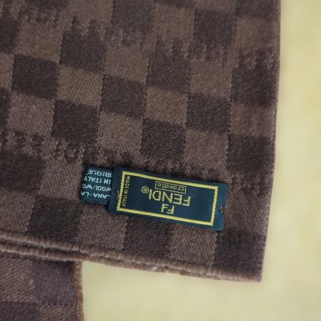FENDI ブラウン チェック柄 マフラー