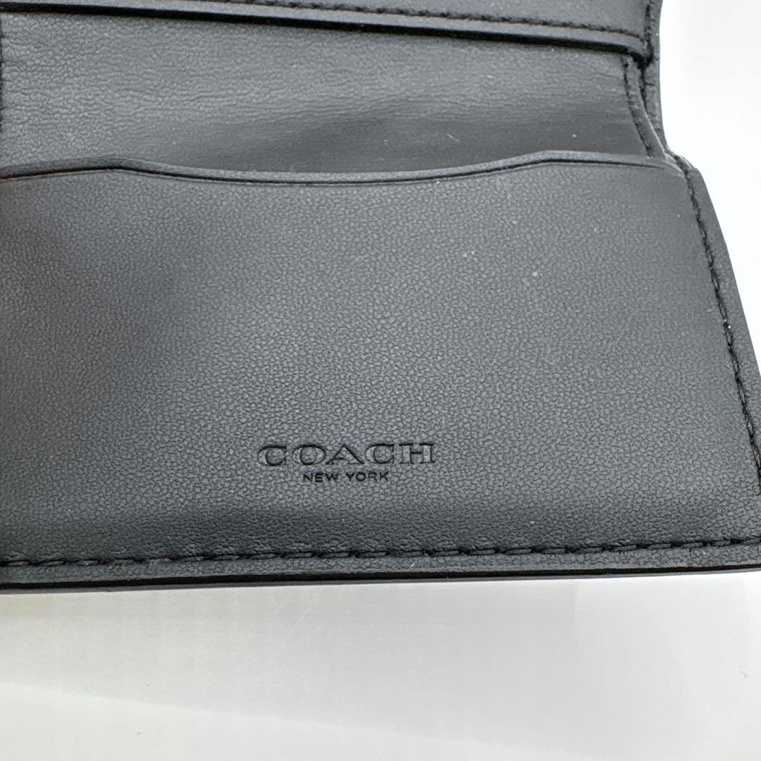 COACH ブラック レザー 三つ折り財布 財布 折り財布 コーチ クロコダイル
