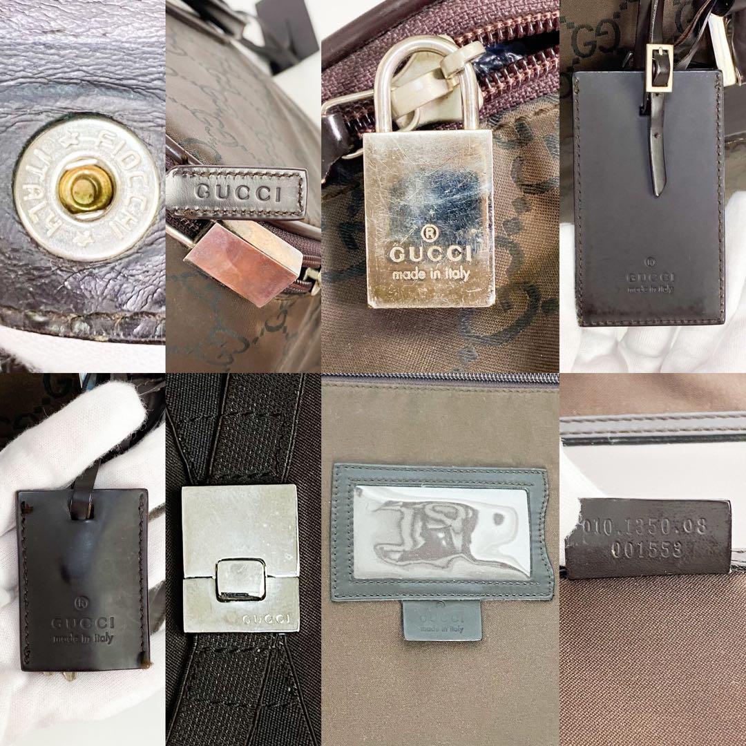 【正規品】GUCCI グッチ GG柄 ボストンバッグ 茶 ブラウン パドロック付
