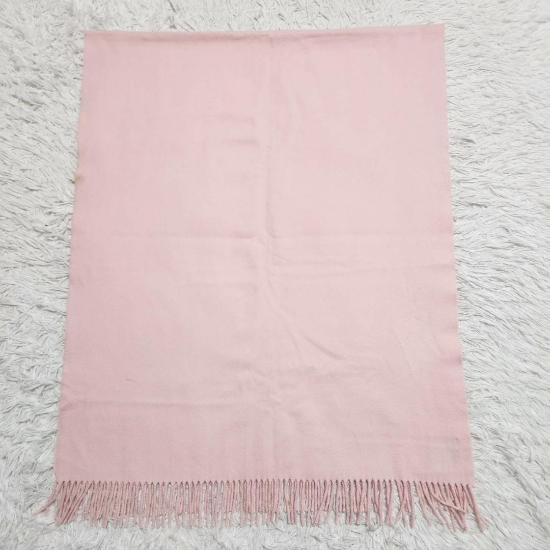 エルメス カシミヤ100％ 大判マフラー 70×185cm 刺繍ロゴ フリンジ