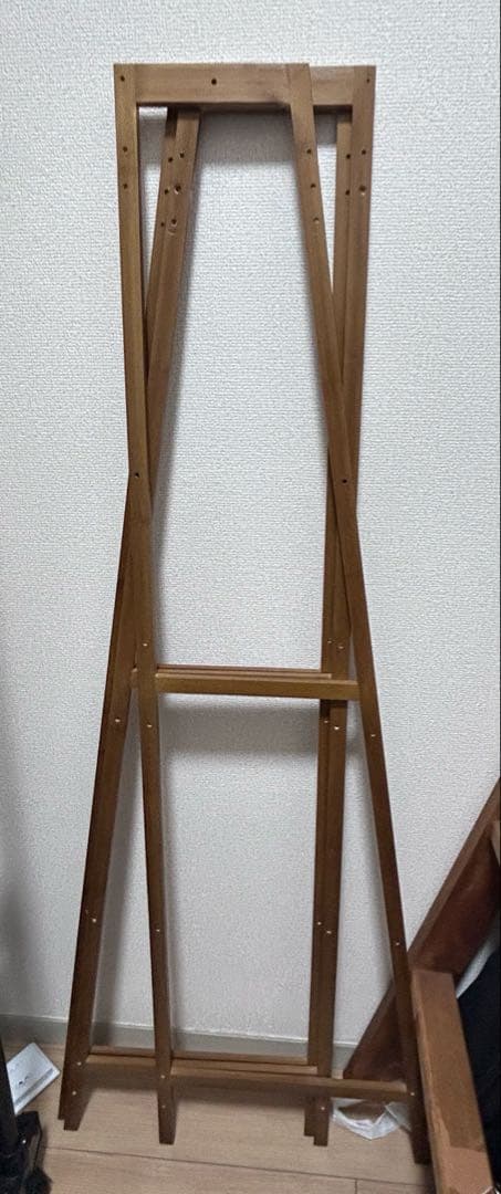 木製ハンガーラック 棚付き