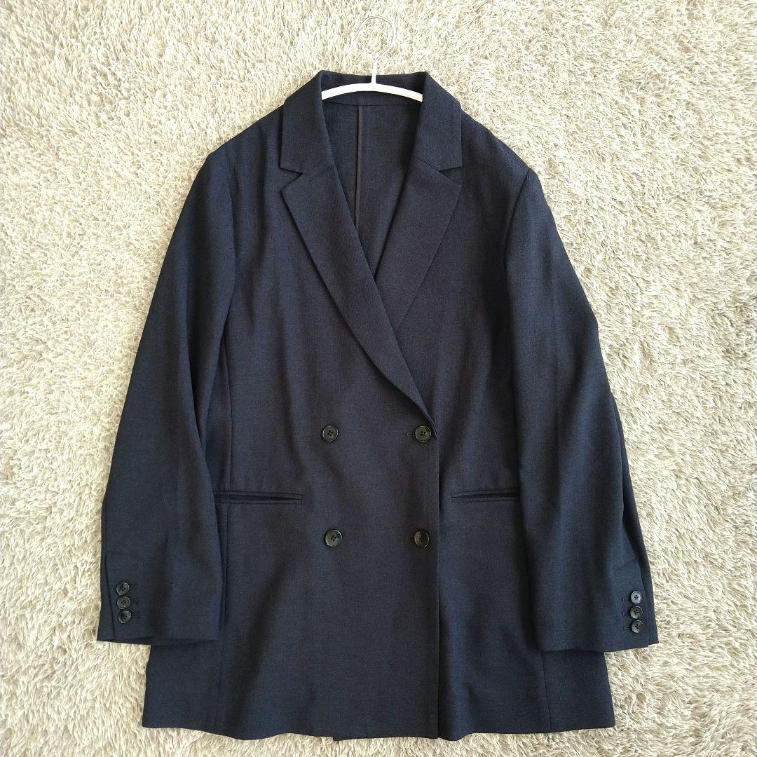 スローブイエナ SLOBE IENA リネンライクダブルブレストジャケット 紺