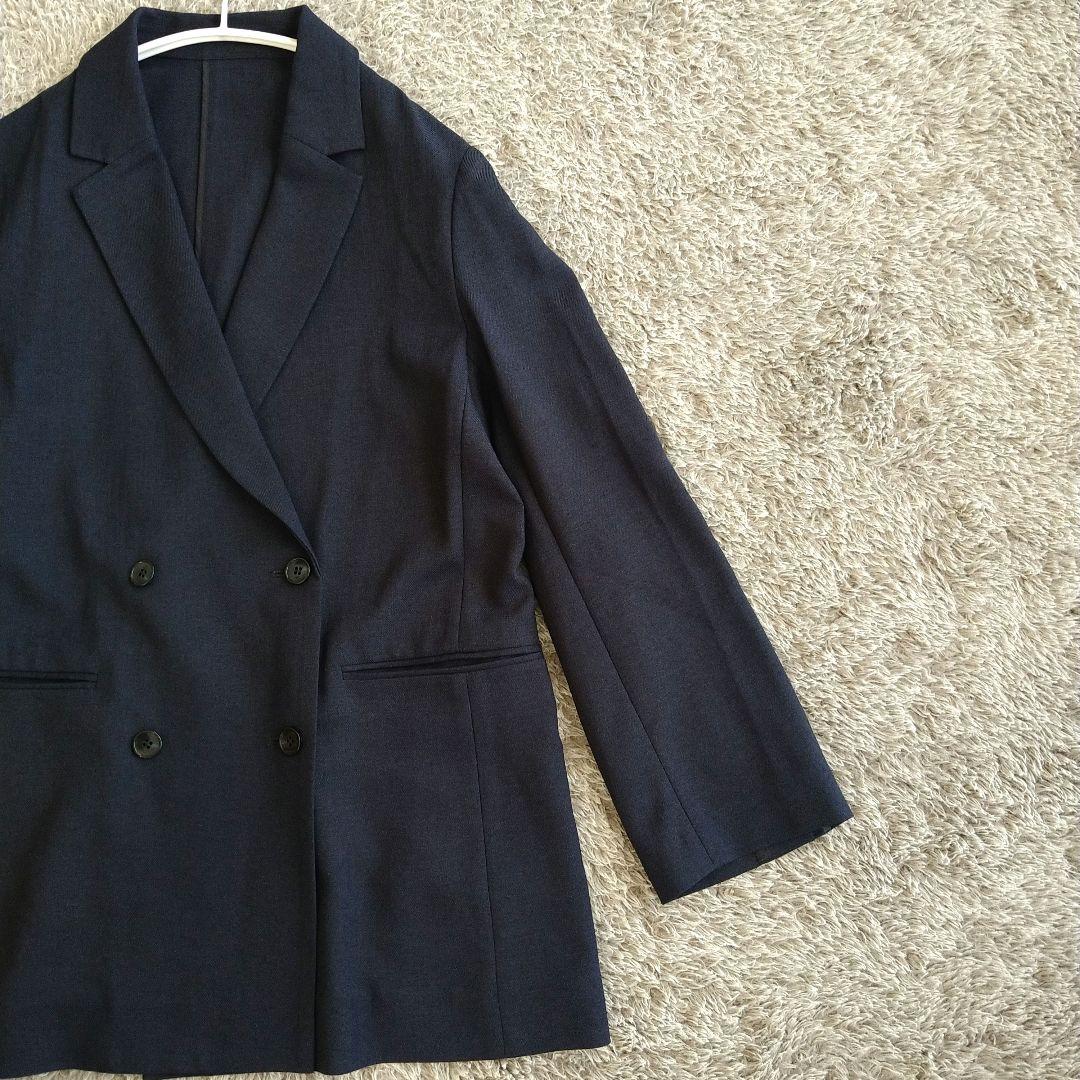 スローブイエナ SLOBE IENA リネンライクダブルブレストジャケット 紺