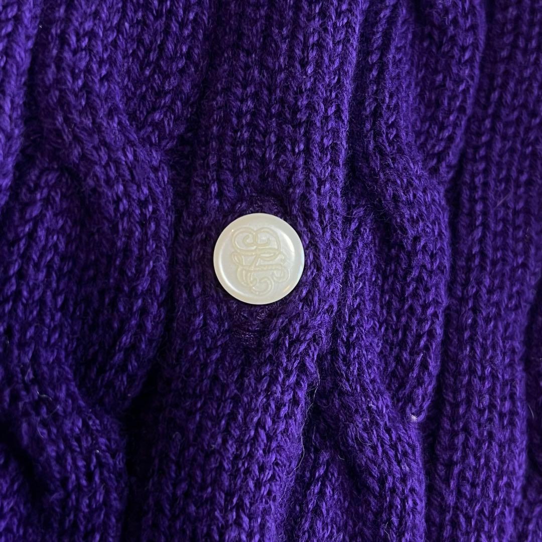 極美品 ポロラルフローレン ケーブルニットカーディガン ペプラム ポニー刺繍
