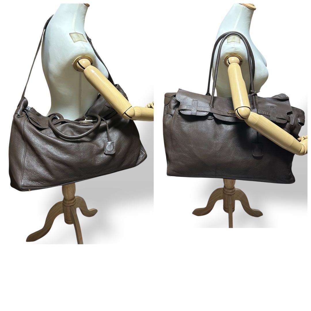 良品 2198 LORINZA ボストンバッグ 2way ターンロック レザー