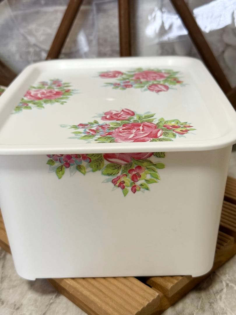 蓋付き収納BOX※積み重ね収納BOX※壁掛けミラー※薔薇雑貨※デコパージュ薔薇