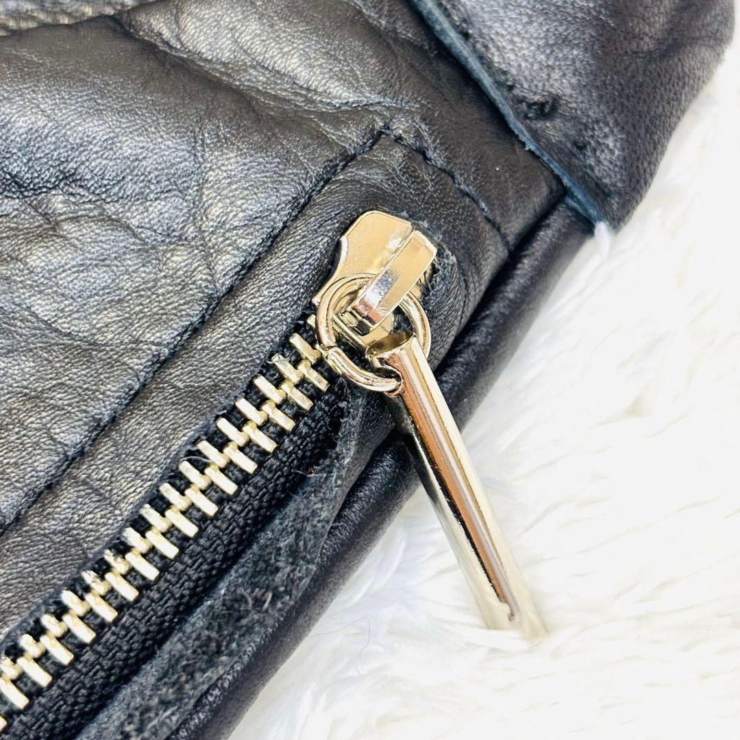 POMTATA CANDY本革ボディバッグ黒2WAY軽量