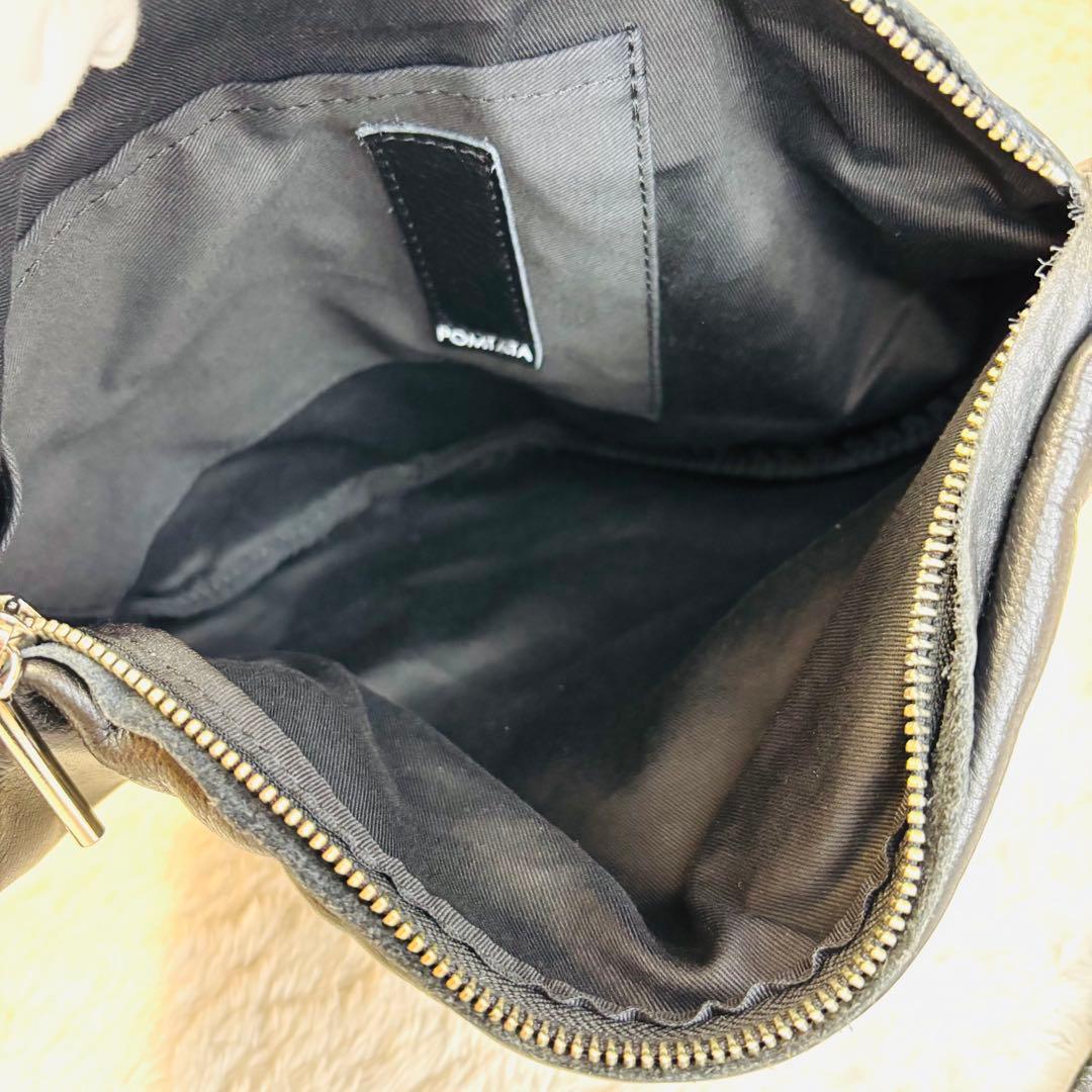 POMTATA CANDY本革ボディバッグ黒2WAY軽量