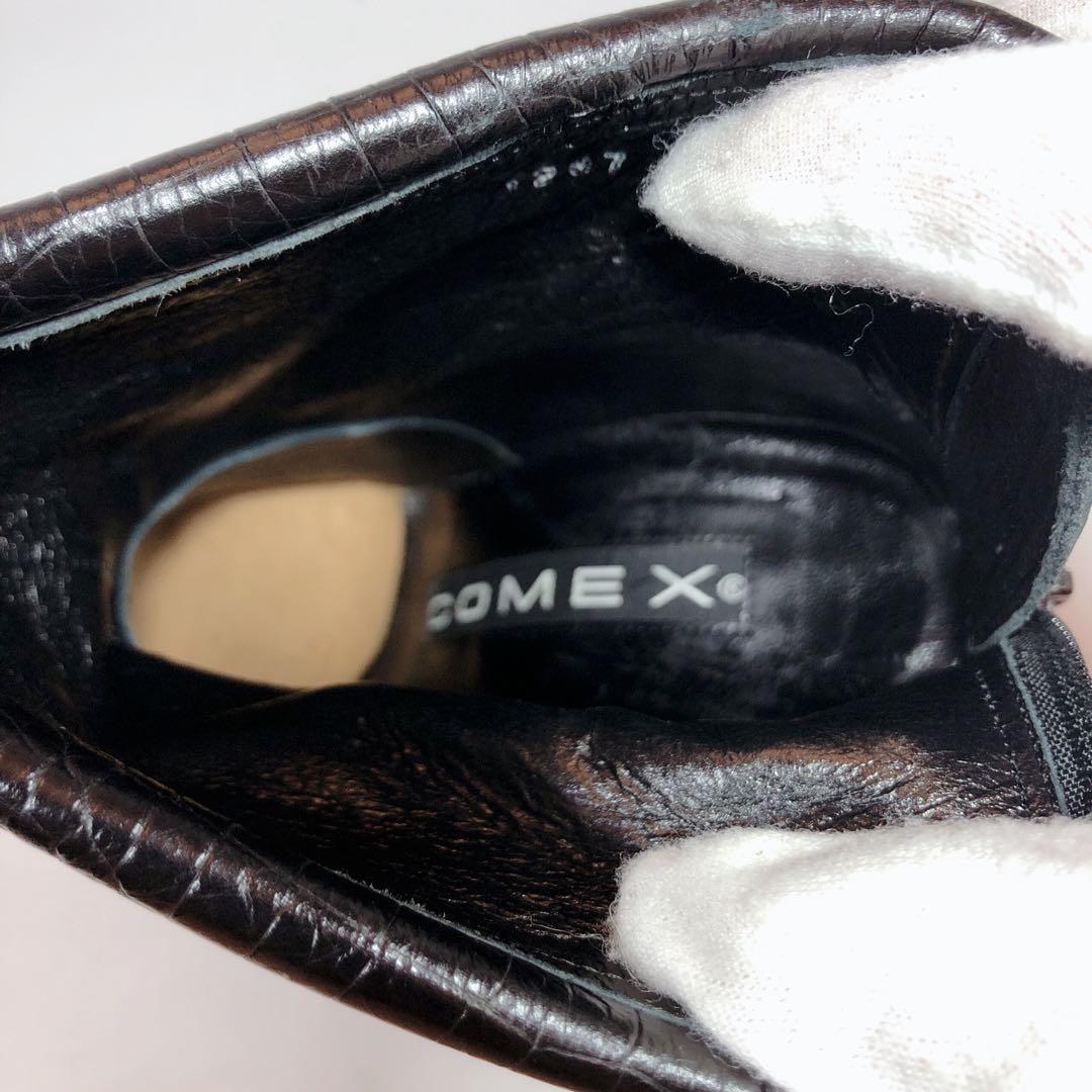 【極美品】COMEX ショートブーツ　ポインテッドトゥ　型押し　ハイヒール