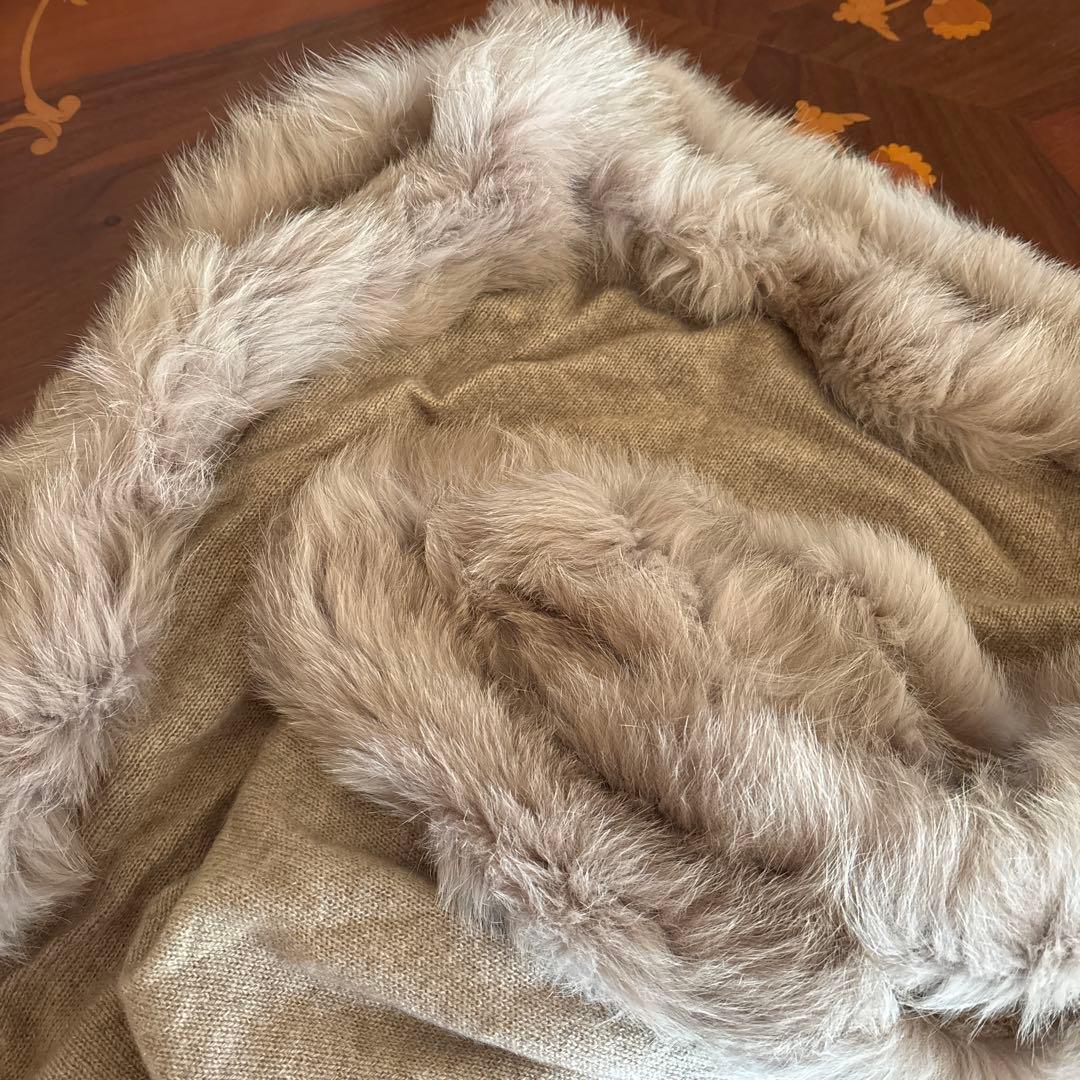 Max Mara☆ピュアカシミヤ100%フォックスファートリムストール