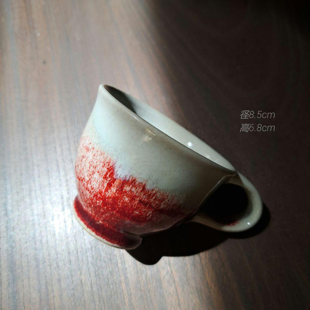 辰砂釉　隅落角皿　茶碗　マグ