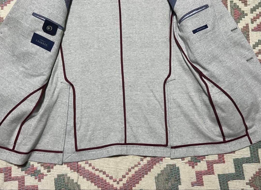 美品 SARTORIA LATORRE グレー チェック柄 2Bジャケット50