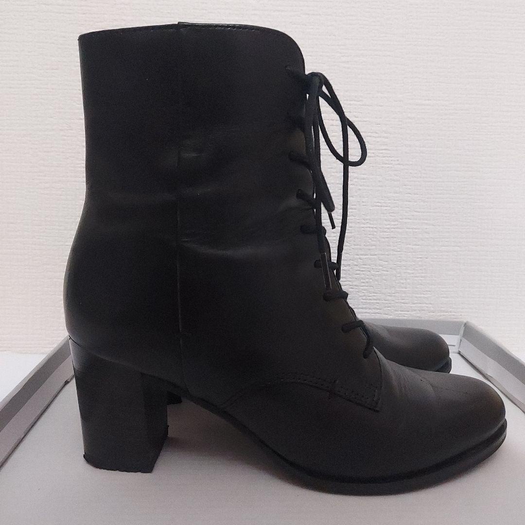MODE KAORI　黒 レザー レースアップ ショートブーツ　23cm　本革