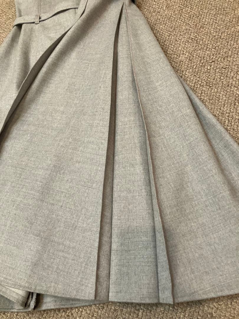 Rene ワンピース ピンクステッチブルーグレー wool 36 Mサイズ