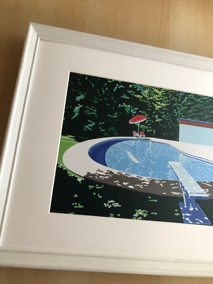 PK額装品 永井博 貴重イラスト プール A3額入り ポスター 大滝詠一ロンバケ