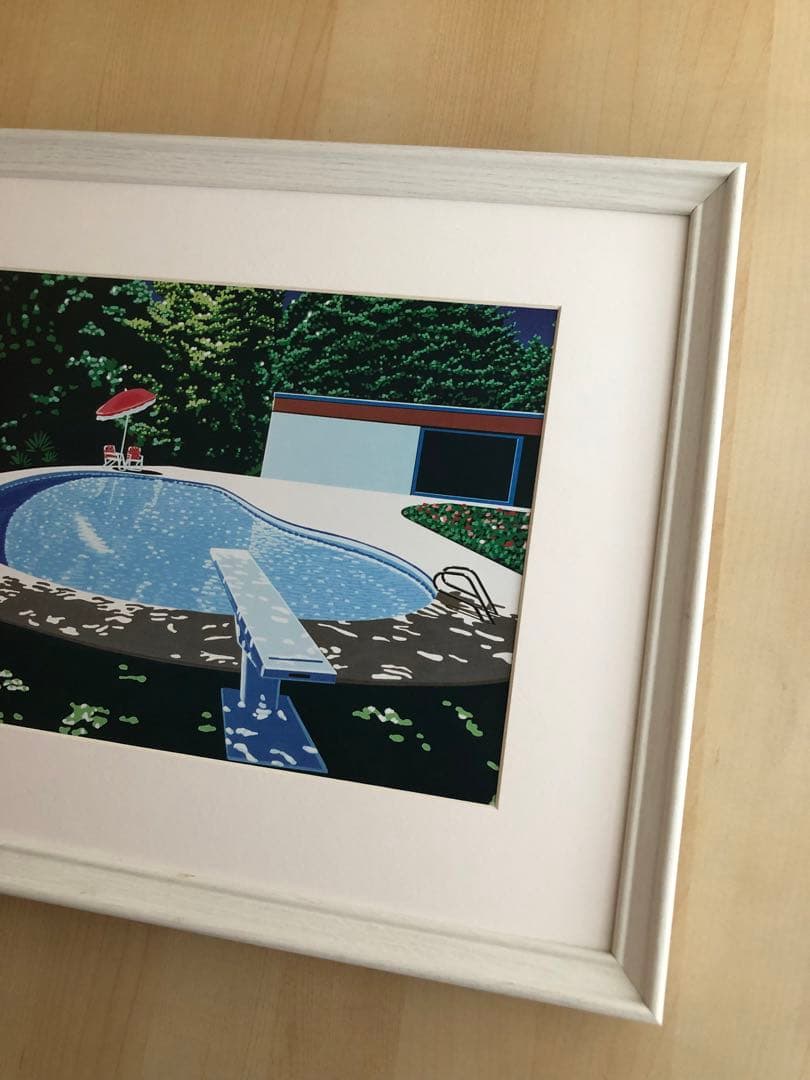 PK額装品 永井博 貴重イラスト プール A3額入り ポスター 大滝詠一ロンバケ