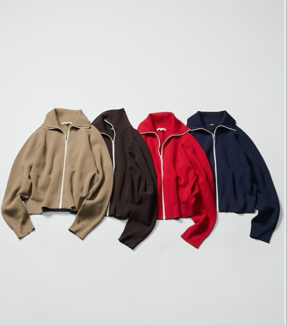 【新品】UNIQLO C ミラノリブフルジップカーディガン Lネイビー ユニクロ