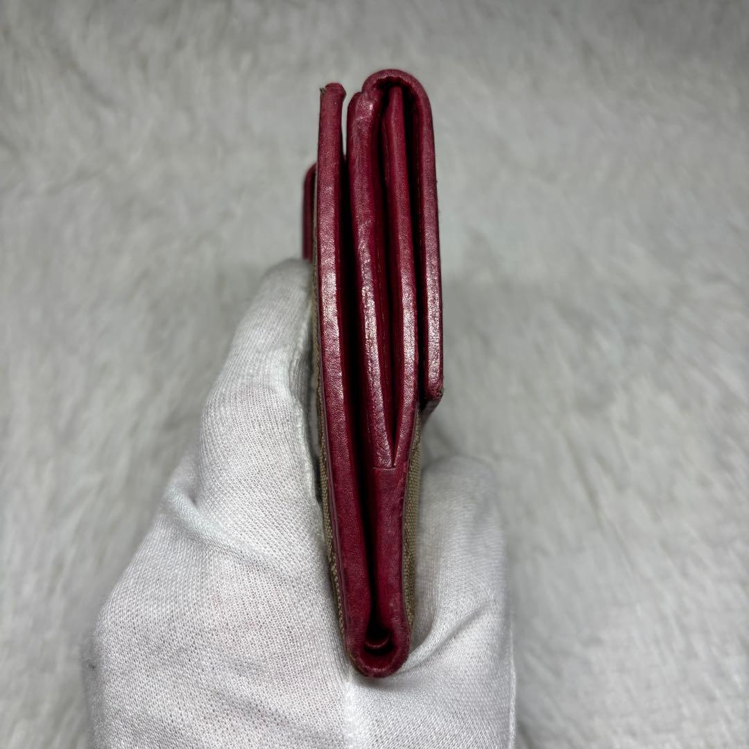 ✨美品✨ グッチ 二つ折り財布 GGキャンバス ラブリーハート フラップ レッド