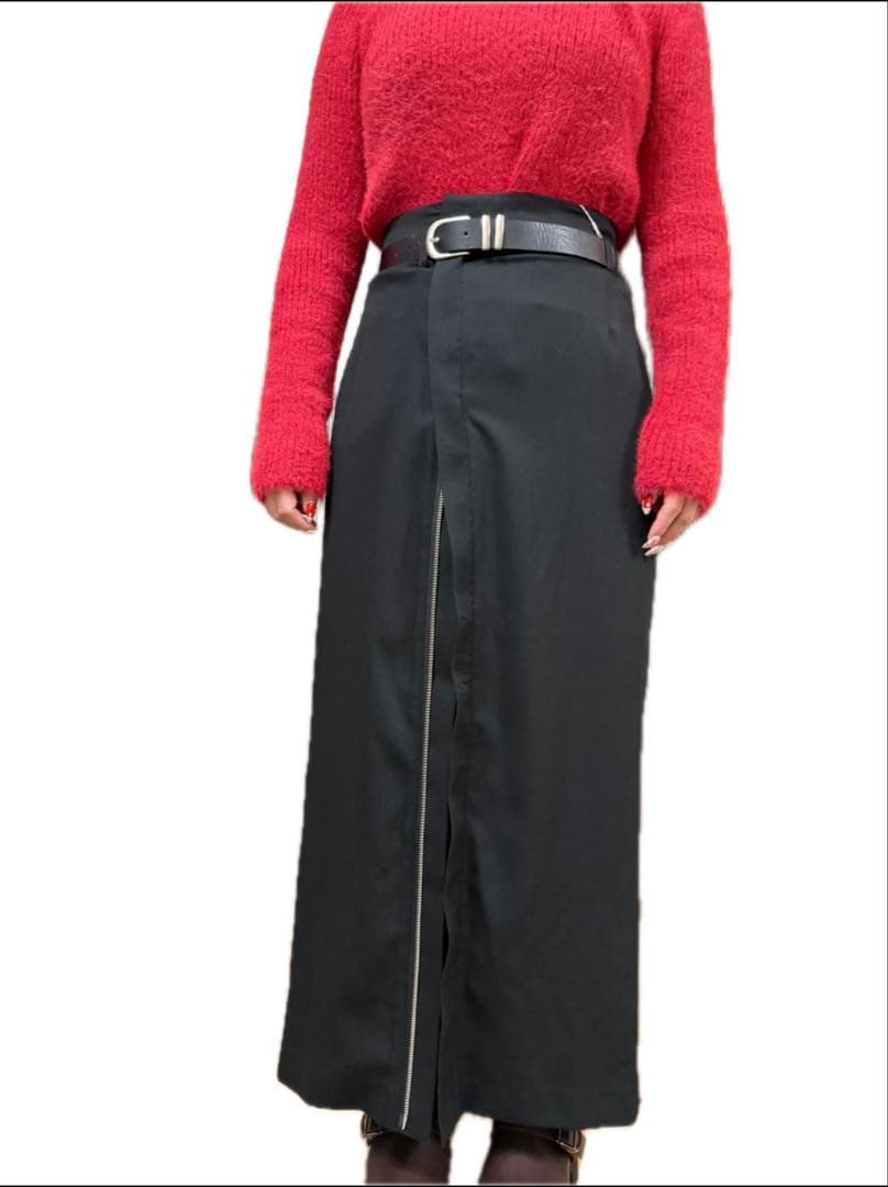 【新品】MURUA ZIPスリットナロースカート　ブラック Sサイズ