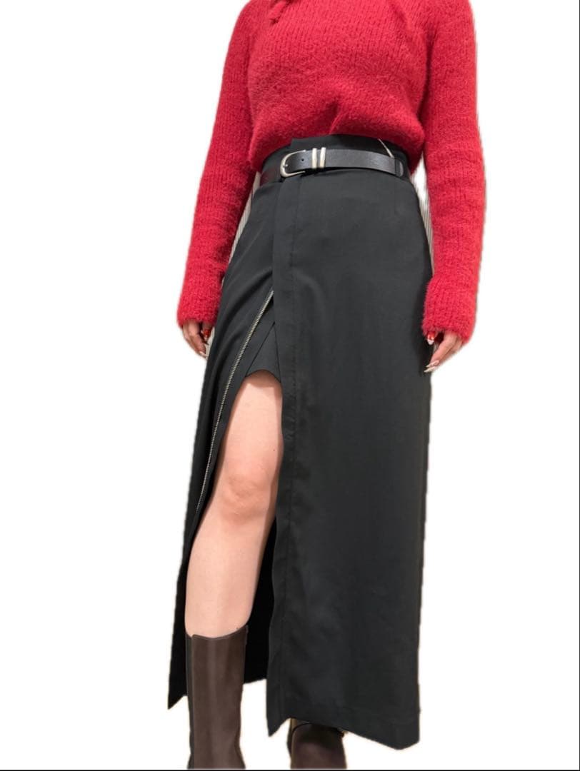 【新品】MURUA ZIPスリットナロースカート　ブラック Sサイズ