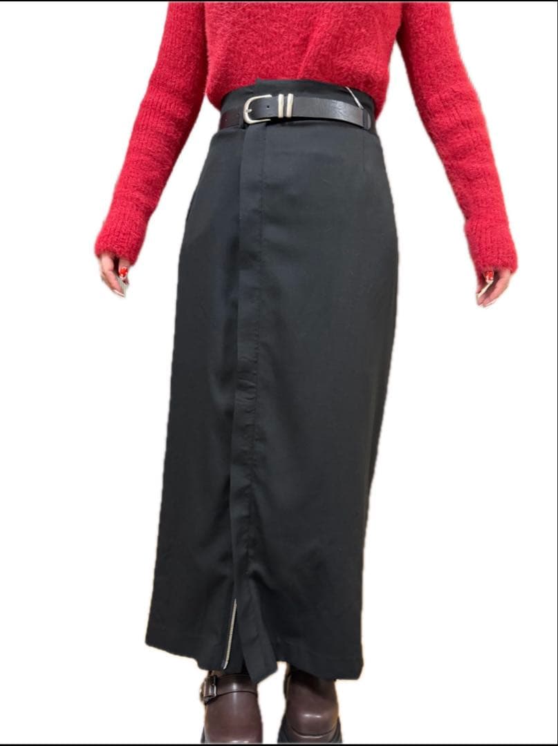 【新品】MURUA ZIPスリットナロースカート　ブラック Sサイズ