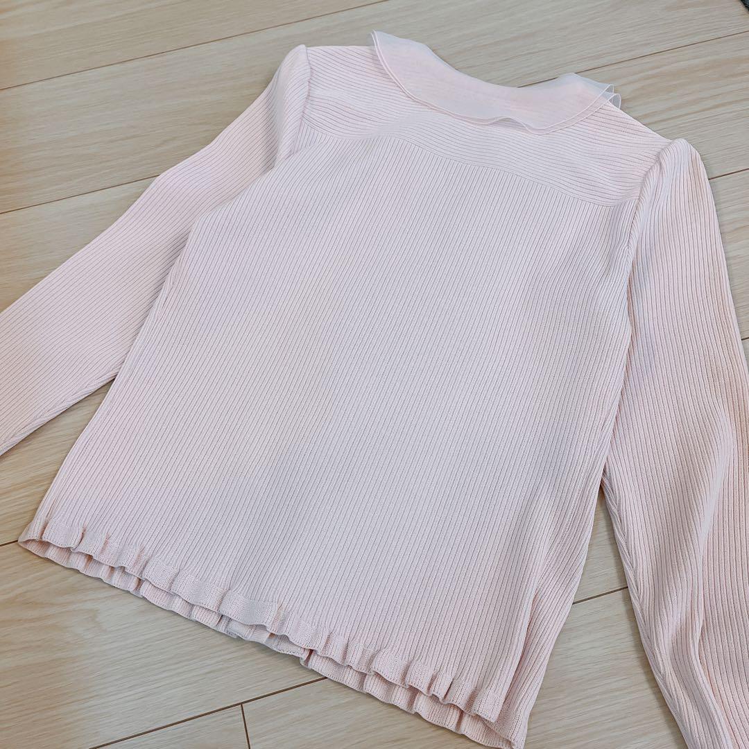 TO BE CHIC フリル　リブ　ピンク　カーディガン Mサイズ　桜