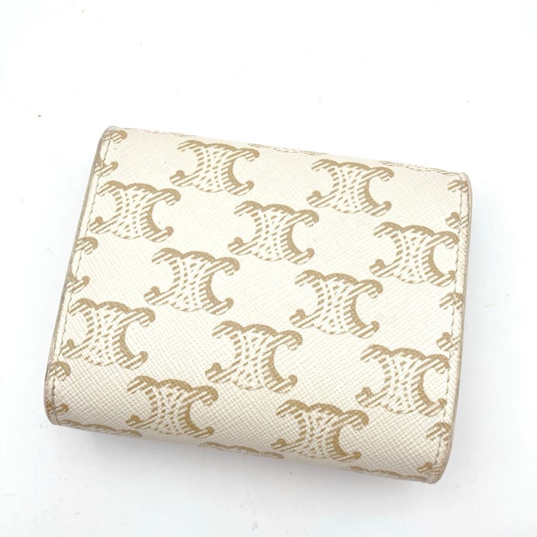 ☆美品☆セリーヌ 財布 トリオンフ スモールフラップウォレット 白 総柄