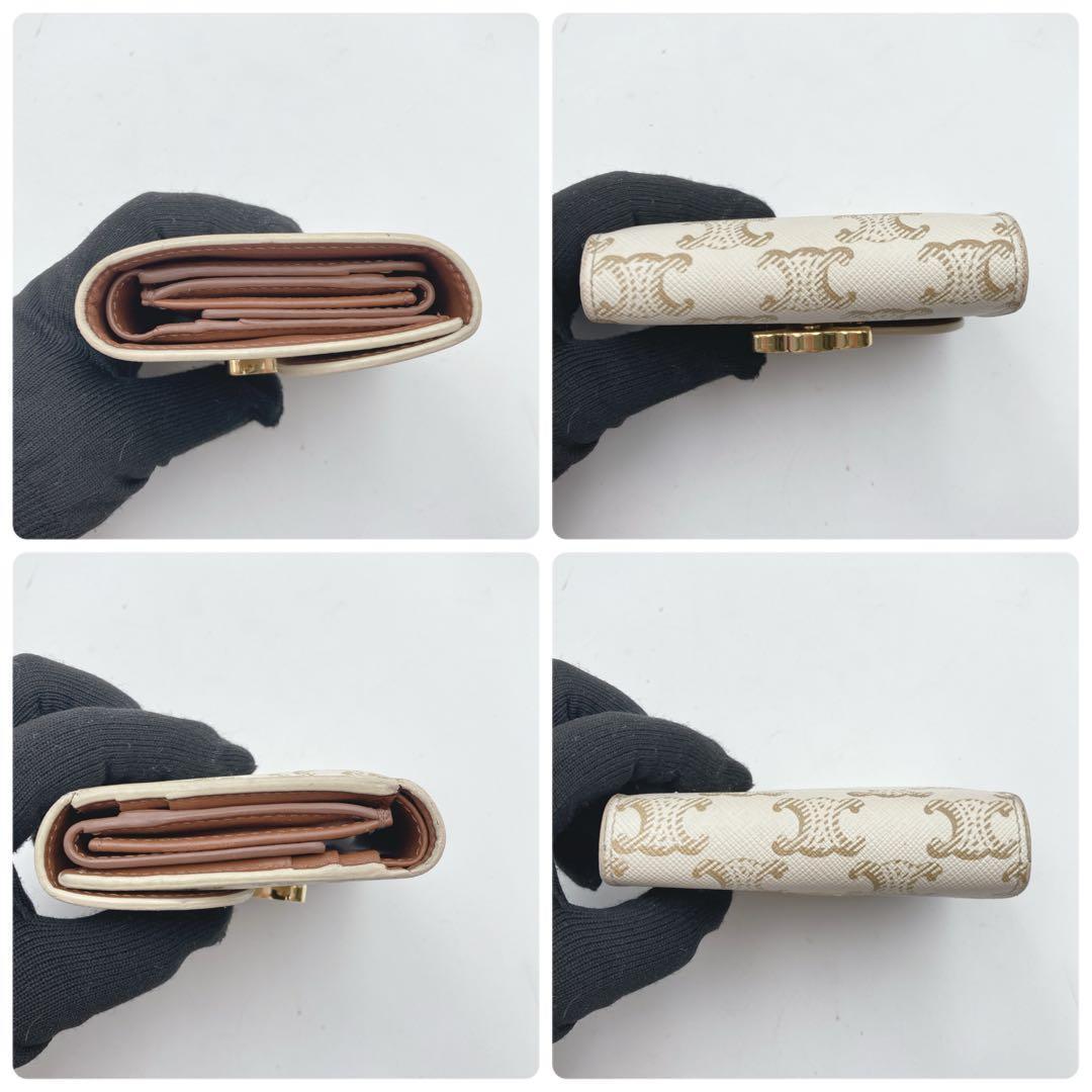 ☆美品☆セリーヌ 財布 トリオンフ スモールフラップウォレット 白 総柄