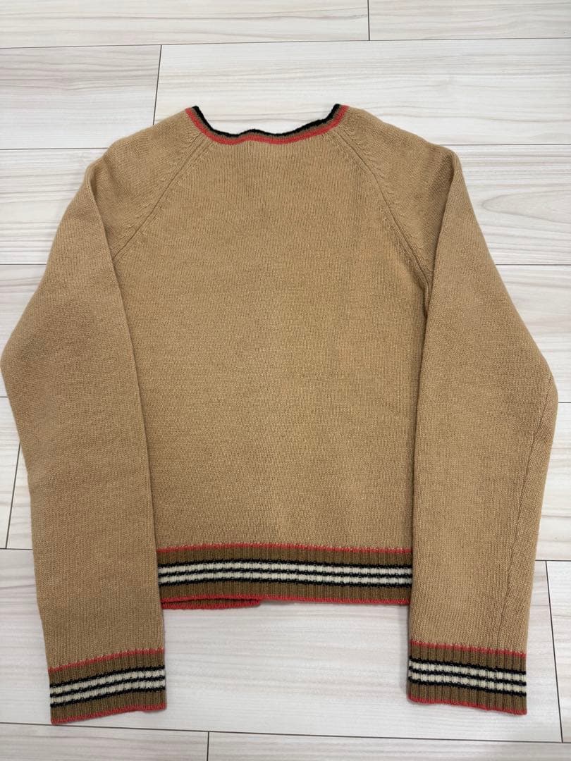 BURBERRY ウール100% カーディガン ホースロゴボタン M ベージュ