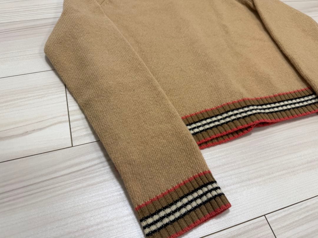 BURBERRY ウール100% カーディガン ホースロゴボタン M ベージュ