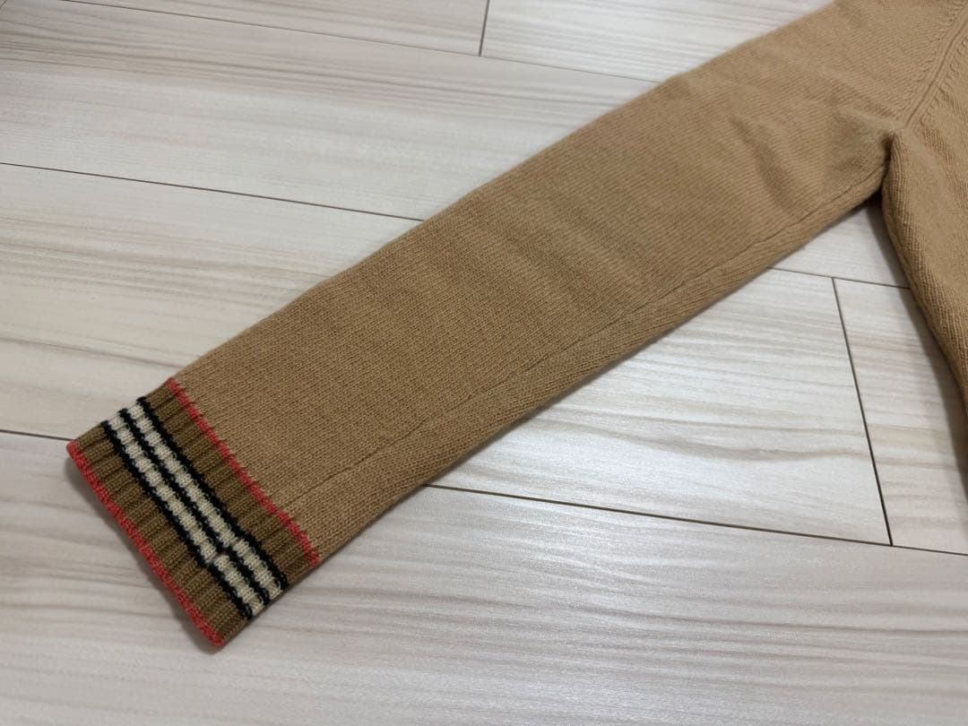 BURBERRY ウール100% カーディガン ホースロゴボタン M ベージュ