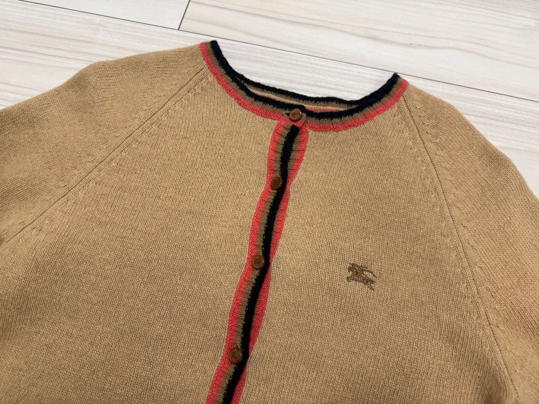 BURBERRY ウール100% カーディガン ホースロゴボタン M ベージュ