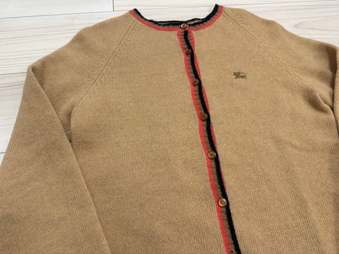 BURBERRY ウール100% カーディガン ホースロゴボタン M ベージュ