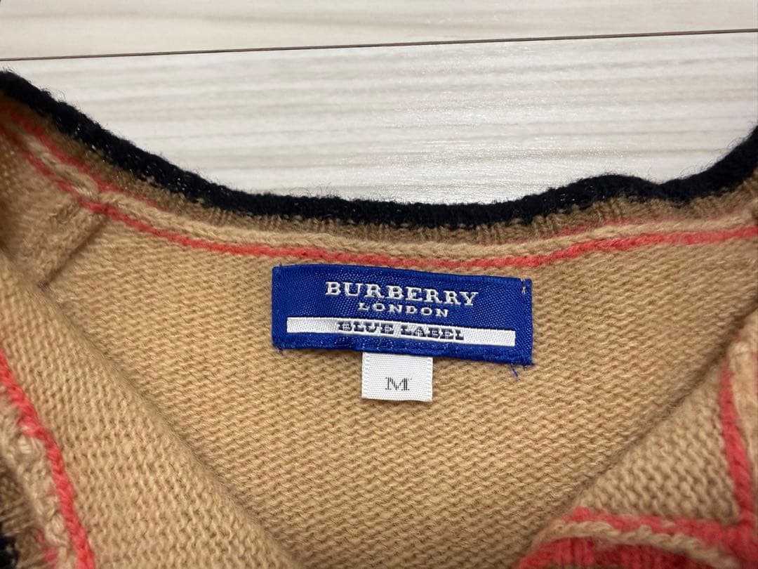 BURBERRY ウール100% カーディガン ホースロゴボタン M ベージュ