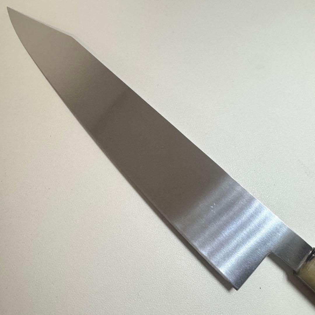 切付牛刀 270mm 片刃 鏡面仕上げ 欅八角柄（縮杢）白水牛角