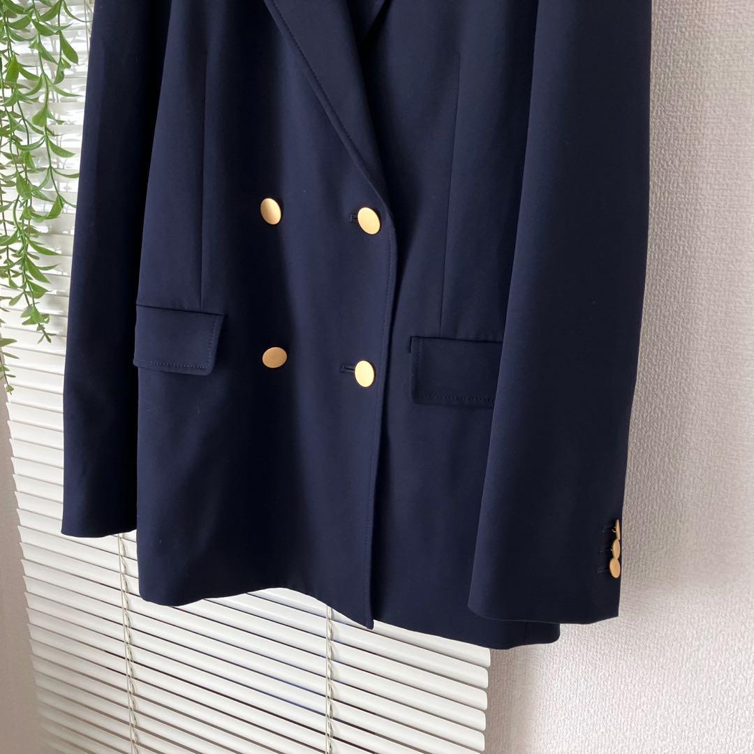 Spick & Span ドライツイルダブルブレストジャケット 紺 36